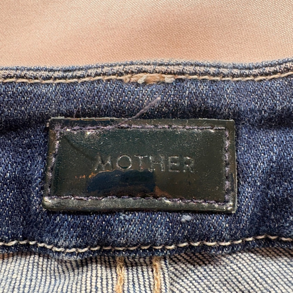 Mother Skinny Jeans Womens 27 Blue Distressed Mid Rise Stretch Denim Casual - Picture 4 of 9